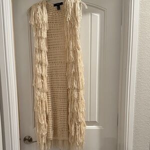 Forever 21 Cream Fringed long vest.  Absolutely perfect for Music Festivals.